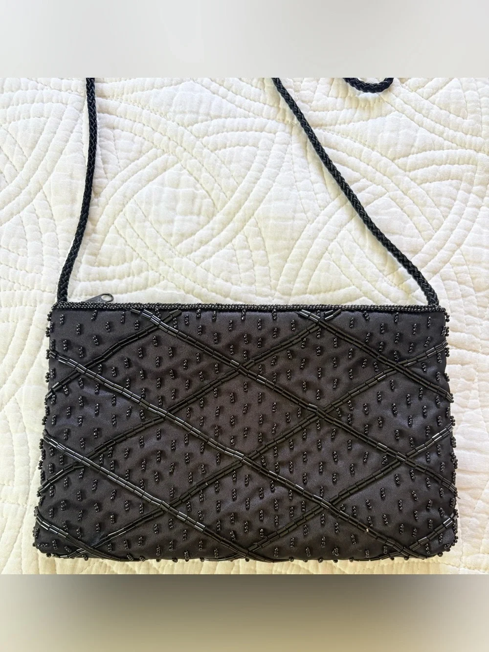 Hand Beaded Black Vintage Crossbody Bag Valerie Steven’s